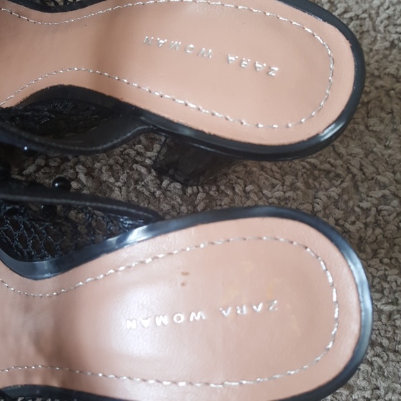 SOLD! ZaraMuleNettedBeadedHeels - Picture 6 of 8